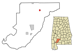 Monroe County Alabama Incorporated and Unincorporated areas Beatrice Highlighted.svg