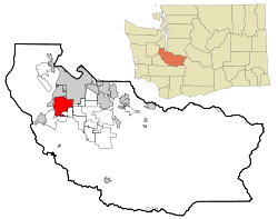 Pierce County Washington Incorporated and Unincorporated areas Lakewood Highlighted.svg