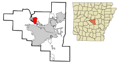 Pulaski County Arkansas Incorporated and Unincorporated areas Maumelle Highlighted.svg