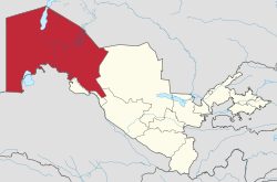 Lage der autonomen Republik Karakalpakistan in Usbekistan