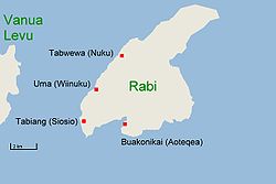 Kartenskizze von Rabi mit Dörfern
