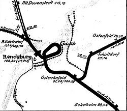 Lage des Kleinbahnhofes in Rendsburg