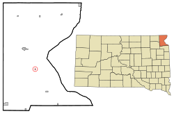 Roberts County South Dakota Incorporated and Unincorporated areas Peever Highlighted.svg