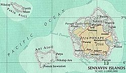 Karte der Senjawin-Inseln mit Pakin im Nordwesten