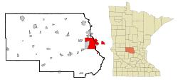 Stearns County Minnesota Incorporated and Unincorporated areas St. Cloud Highlighted.svg