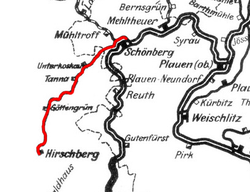 Strecke der Bahnstrecke Schönberg–Hirschberg