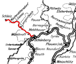 Strecke der Bahnstrecke Schönberg–Schleiz