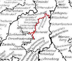 Strecke der Schmalspurbahn Wilischthal–Thum