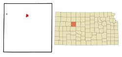 Trego County Kansas Incorporated and Unincorporated areas WaKeeney Highlighted.svg