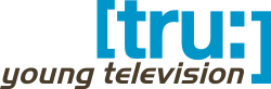 Logo: fett und kantig geschriebener Titel „tru:“ in eckigen Klammern, schließende Klammer tiefgestellt, verweist optisch auf Höhe der Unterlänge auf den Untertitel „young television“