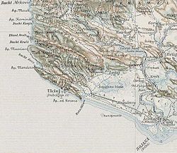 Die Bojana-Mündung mit Ada (Historische Karte, um 1900)