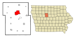Webster County Iowa Incorporated and Unincorporated areas Fort Dodge Highlighted.svg