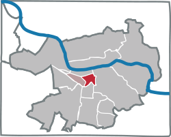 Lage des Stadtteils Weststadt in Heidelberg