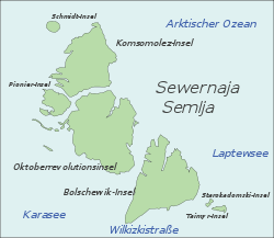 Sewernaja Semlja:Starokadomski im Südosten der Gruppe.