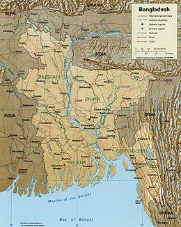 Verlauf der Meghna in Bangladesh (Oberlauf Barak nur teilweise)