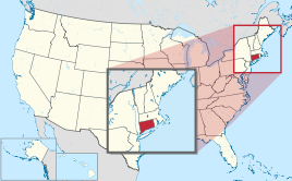 Karte der USA, Connecticut hervorgehoben