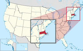 Karte der USA, Massachusetts hervorgehoben