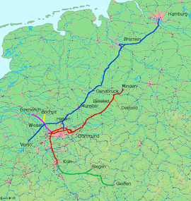 Strecke der Bahnstrecke Duisburg–Dortmund