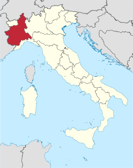 Karte Italiens, Piemont hervorgehoben