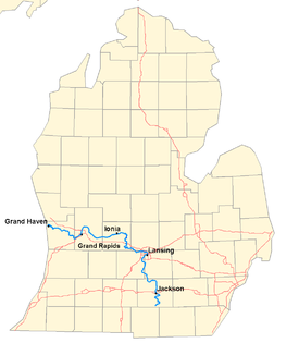 Lage des Grand River in Michigan