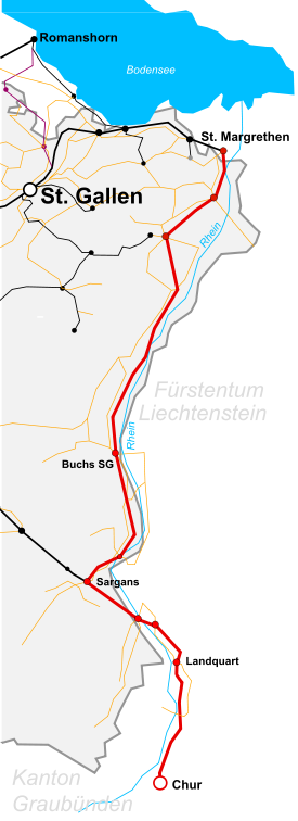 Strecke der Bahnstrecke Chur–St. Margrethen