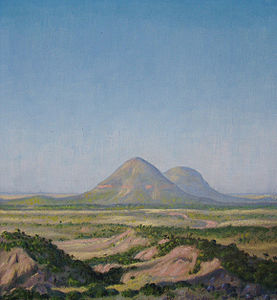 Ölbild der zwei Berge von Helmut Lewin