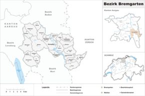 Karte von Bezirk Bremgarten