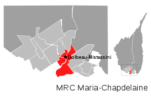 Lage von Dolbeau-MistassiniMRC (frz. municipalité régionale du comté): regionale Grafschaftsgemeinde