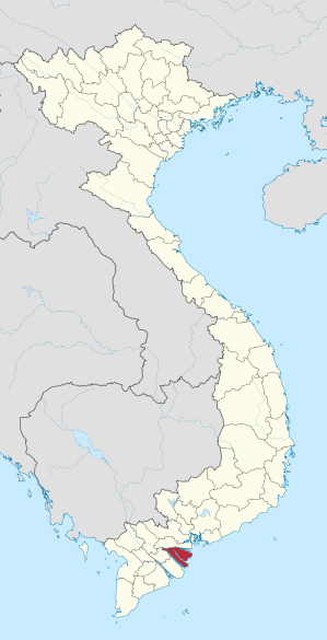 Karte von Vietnam mit der Provinz Bến Tre hervorgehoben