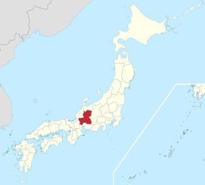 Lage der Präfektur Gifu in Japan