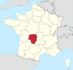 Lage der Region Limousin in Frankreich