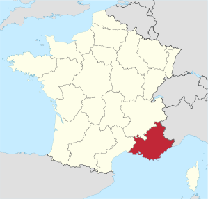 Lage der Region Provence-Alpes-Côte d’Azur in Frankreich