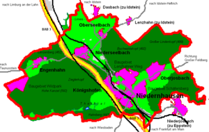 Übersichtskarte der Gemarkung Niedernhausen mit seinen Ortsteilen