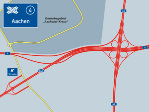 Übersichtskarte Autobahnkreuz Aachen