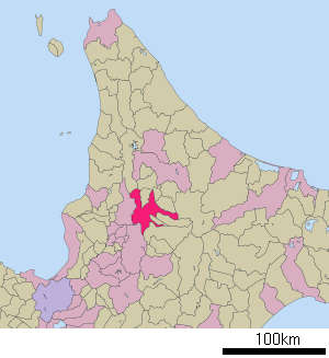 Lage Asahikawas in der Präfektur