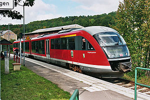Triebwagen der Flöhatalbahn in Falkenau