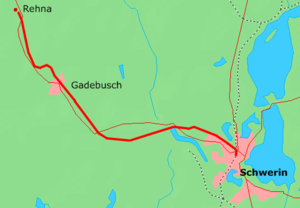 Strecke der Bahnstrecke Schwerin–Rehna