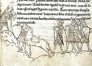 Zeitgenössische Darstellung der Schlacht aus der Historia Anglorum