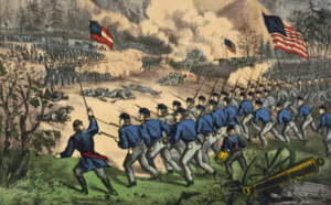 Die Schlacht am Cedar Mountain, von Currier and Ives.