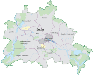 Lage des Bezirks Friedrichshain-Kreuzberg in Berlin