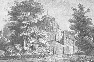 Die Burgruine von Konstein um 1835 (Lithographie)