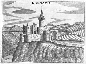 Ruine Dornach um 1674, Stich von G.M.Vischer
