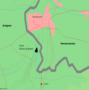 Die Lage des Forts an der belgischen Grenze
