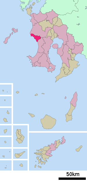 Lage Ichiki-Kushikinos in der Präfektur