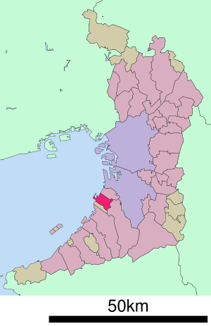 Lage Izumiōtsus in der Präfektur