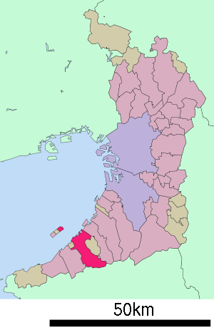 Lage Izumisanos in der Präfektur