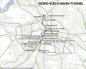 Strecke der Nord-Süd-Tunnel