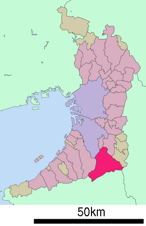 Lage Kawachinaganos in der Präfektur