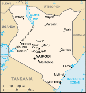 Karte von Kenia mit Nairobi