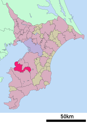 Lage Kisarazus in der Präfektur
